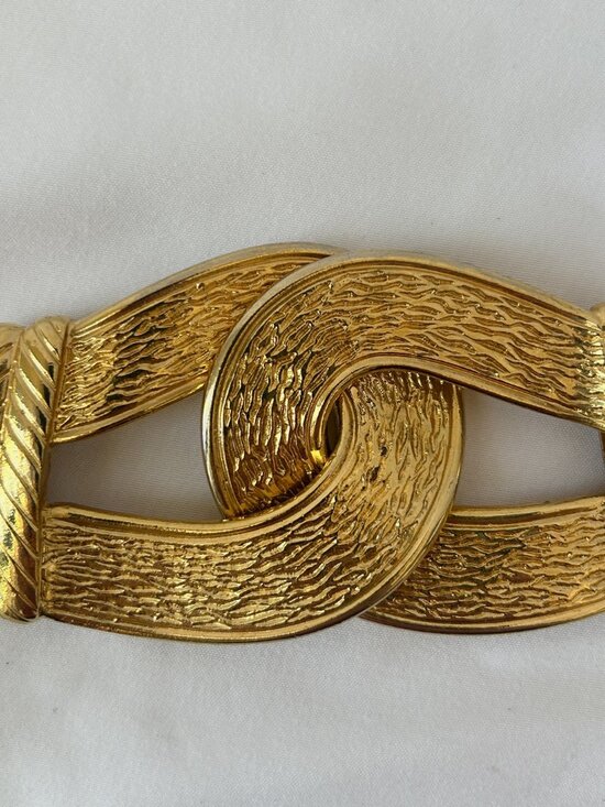 Chunky Vintage Gold Tone BELT BUCKLE Puzzle Design Signed GUTOS West Germany main image 4